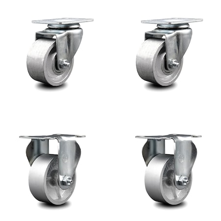 Service Caster 3 Inch Semi Steel Wheel Swivel Top Plate Caster Set with 2 Rigid SCC-20S314-SSS-2-R-2